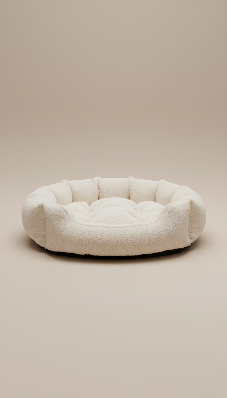 Plush cream pet bed