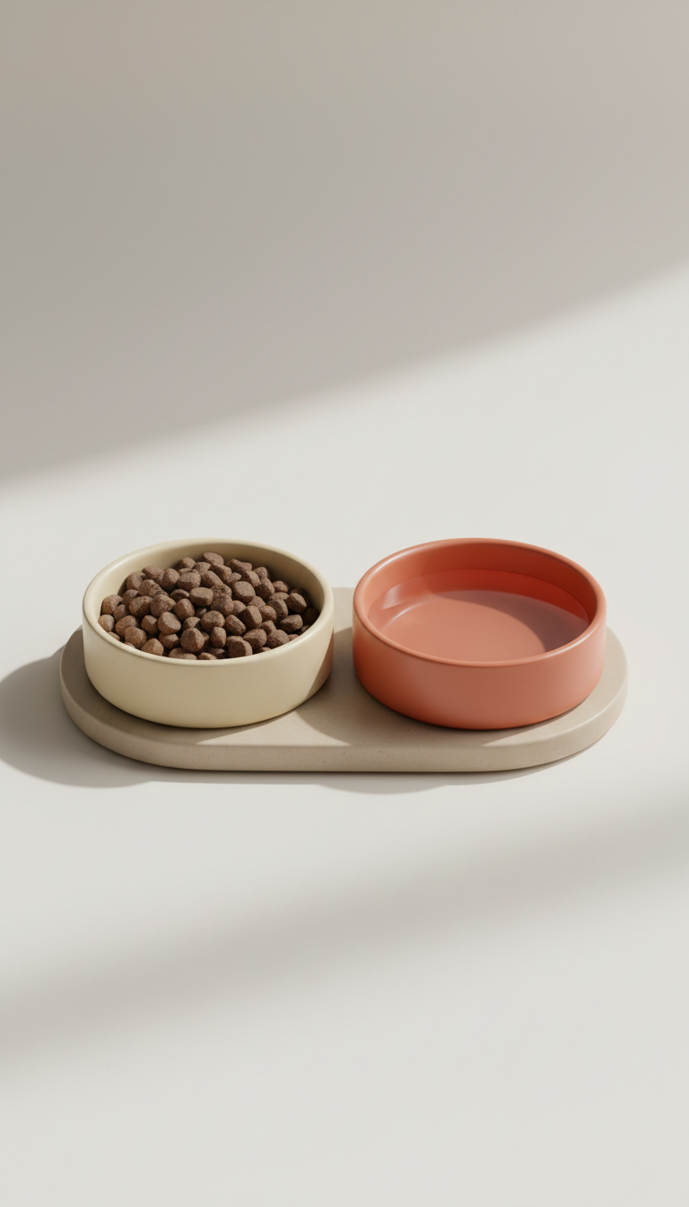 Ceramic food and water bowl set